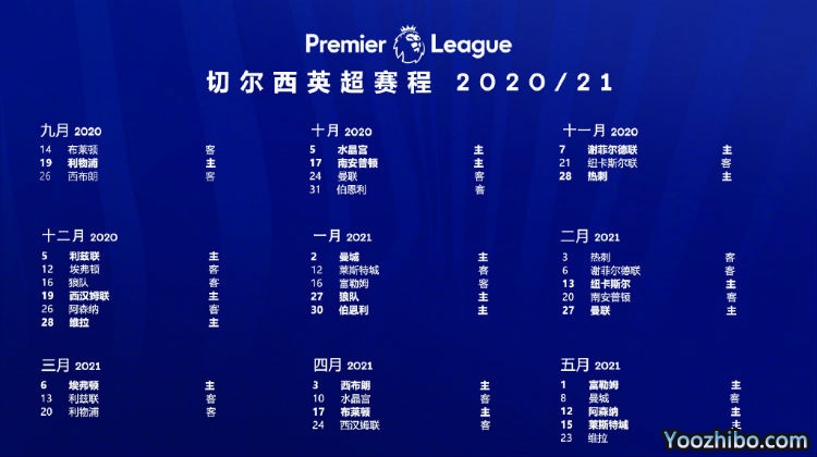 20/21赛季<a href=/zuqiuzhiboba/chelsea/ target=_blank class=infotextkey>切尔西</a>赛程表出炉
